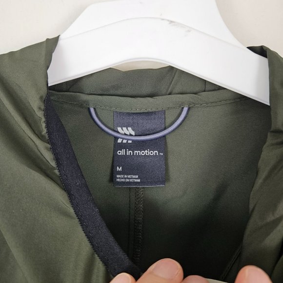 All In Motion Men Size Medium Jacket Dark Green Water Repellent Lightweight Zip - Picture 8 of 10